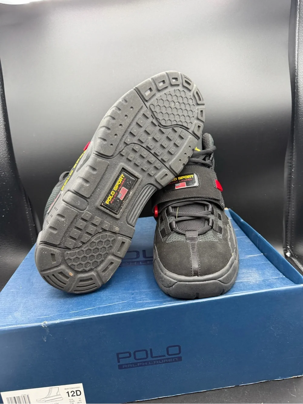 Polo by Ralph Lauren Black Sneakers with Red & Yellow Accents